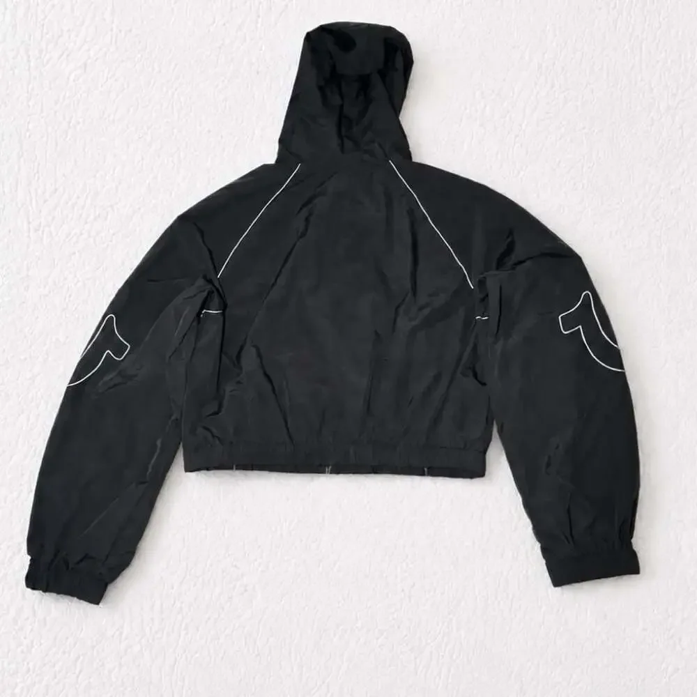 True Religion Hooded Nylon Track Jacket Black M